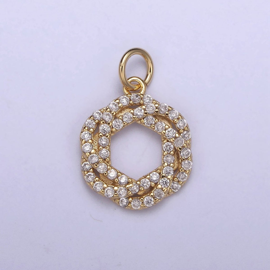 Dainty Flower Charms, Micro Pave Floral Pendant Jewelry 14K Gold plated Flower Charm Add on Pendant N-410 - DLUXCA