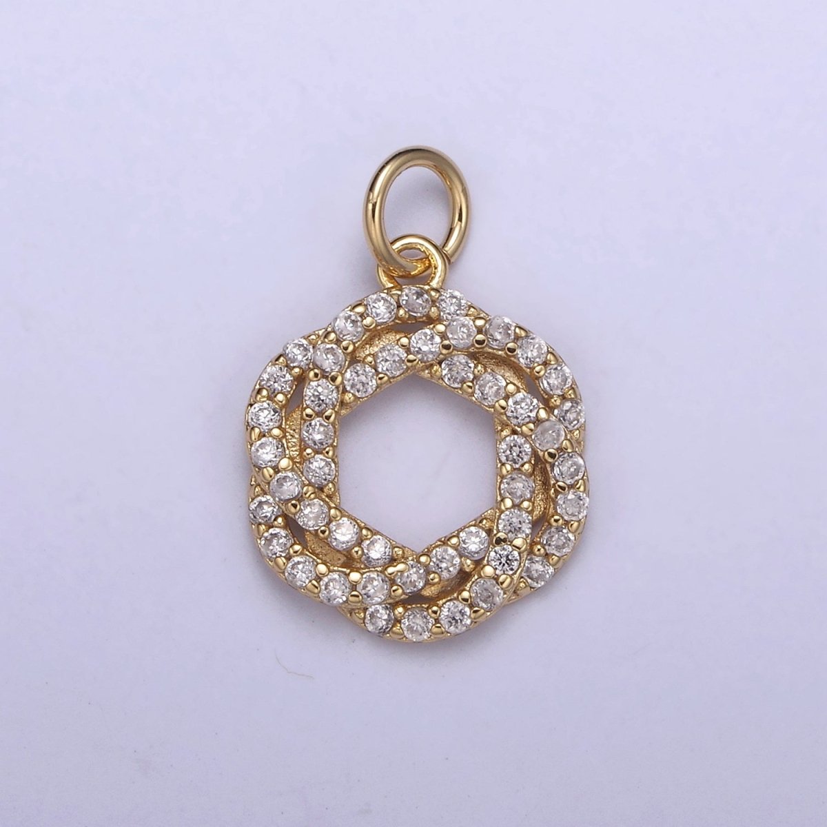 Dainty Flower Charms, Micro Pave Floral Pendant Jewelry 14K Gold plated Flower Charm Add on Pendant N-410 - DLUXCA