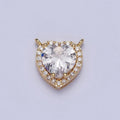 Dainty Full Heart Love 16K Gold plated Charm Connector Clear micro pave Cubic Zirconia Crystal Connector for Bracelet Necklace Supply G-525 - DLUXCA