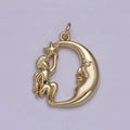 Dainty Gold Angel Holding Star with Crescent Moon N-848 - DLUXCA