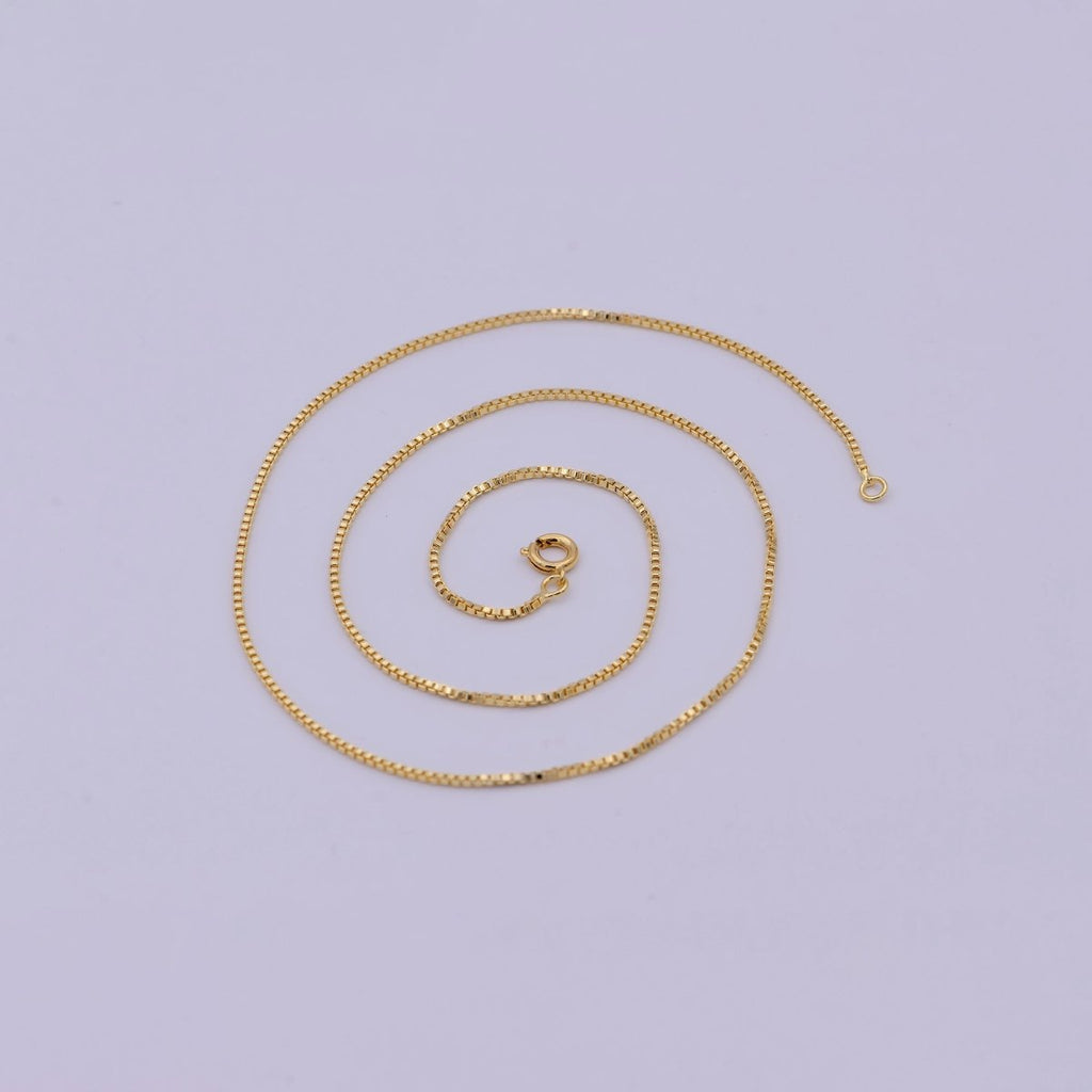 Dainty Gold Box Chain Necklace 1.2mm, Classic Box Chain Layered Necklace, Everyday Necklace, Simple chain, Minimalist | WA-524 Clearance Pricing - DLUXCA