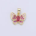 Dainty Gold Butterfly Charm - 14k Gold plated Charm - 17X16mm - Butterfly Pendants - Micro Pave Charms Cubic Charms C-796 - DLUXCA
