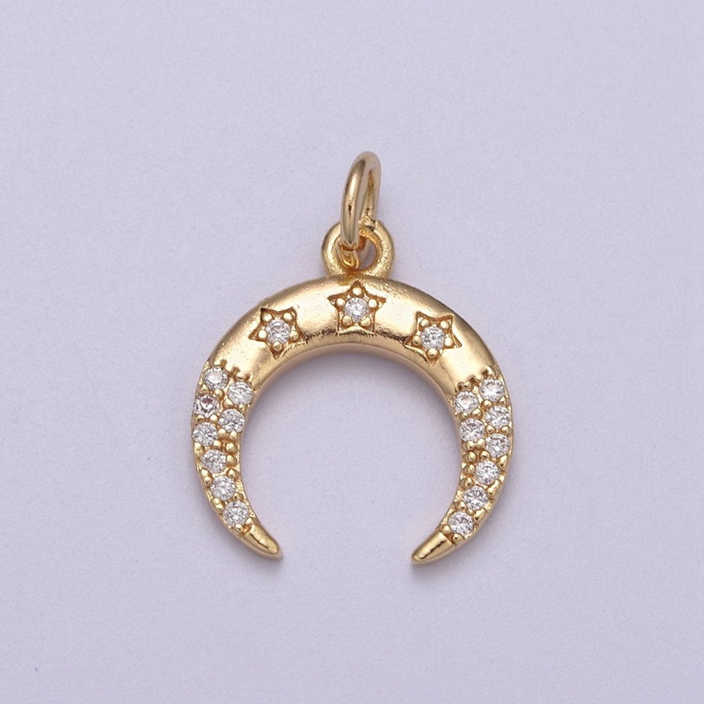 Dainty Gold Crescent Moon Charm Upside down Tusk Moon Jewelry Add on Charm for Necklace Bracelet Earring N-287 - DLUXCA