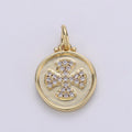 Dainty Gold Cross Charm Micro Pave Cross Charm Cubic Round Disc Coin charm for Bracelet earring Necklace Component Supply D-129 - DLUXCA