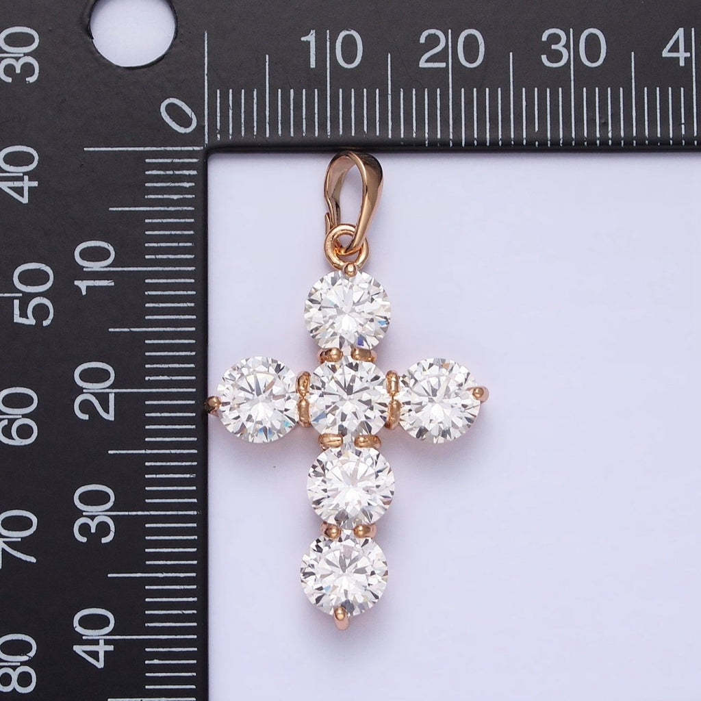 Dainty Gold Cross Cubic Pendant Necklace, 18K Gold plated CZ Diamond Cross Charm Religious Jewelry Making AA251 - DLUXCA
