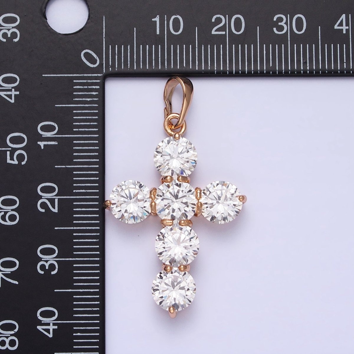 Dainty Gold Cross Cubic Pendant Necklace, 18K Gold plated CZ Diamond Cross Charm Religious Jewelry Making AA251 - DLUXCA