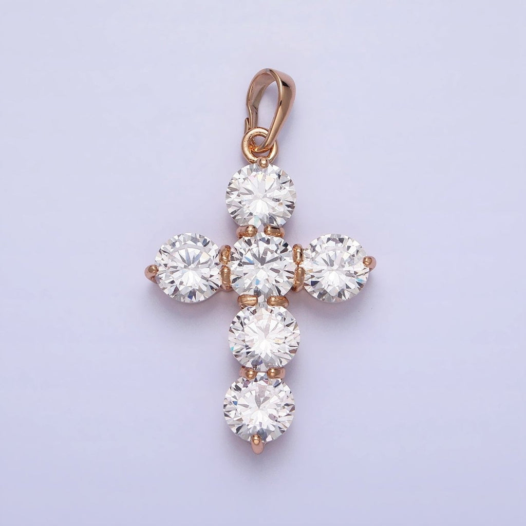 Dainty Gold Cross Cubic Pendant Necklace, 18K Gold plated CZ Diamond Cross Charm Religious Jewelry Making AA251 - DLUXCA