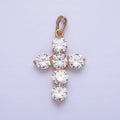 Dainty Gold Cross Cubic Pendant Necklace, 18K Gold plated CZ Diamond Cross Charm Religious Jewelry Making AA251 - DLUXCA