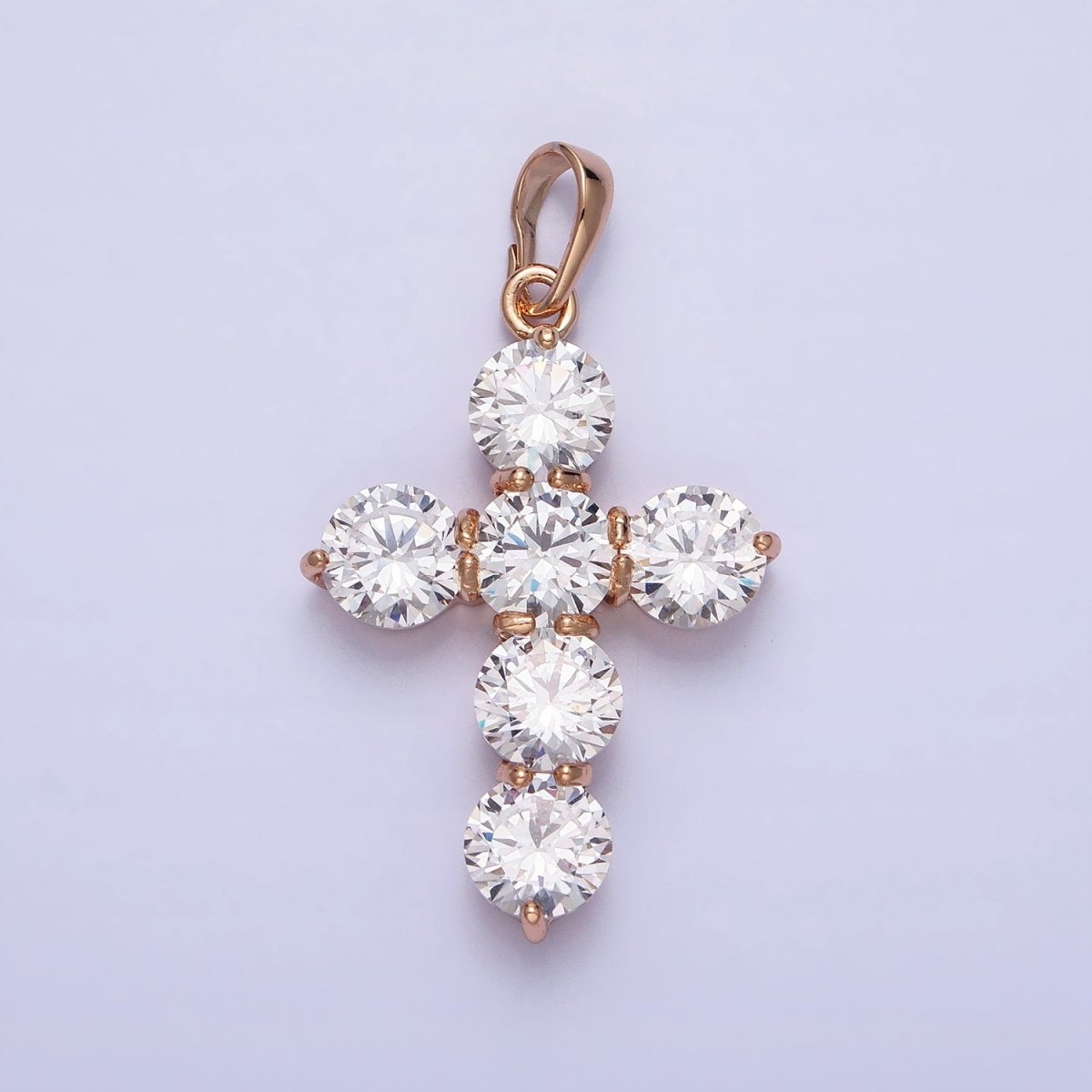 Dainty Gold Cross Cubic Pendant Necklace, 18K Gold plated CZ Diamond Cross Charm Religious Jewelry Making AA251 - DLUXCA
