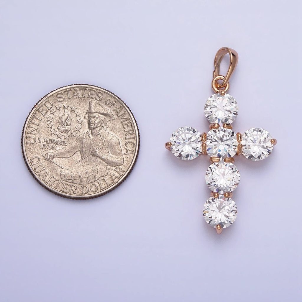 Dainty Gold Cross Cubic Pendant Necklace, 18K Gold plated CZ Diamond Cross Charm Religious Jewelry Making AA251 - DLUXCA