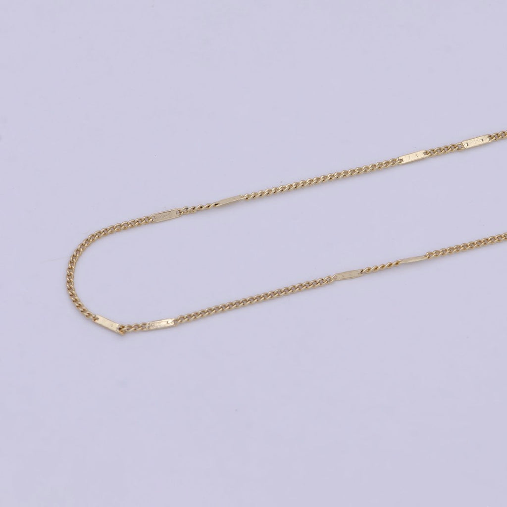 Dainty Gold Curb Chain 0.8 MM Fine 14k Gold plated Minimalist Chain 17.7" Wholesale Necklace | WA-750 Clearance Pricing - DLUXCA
