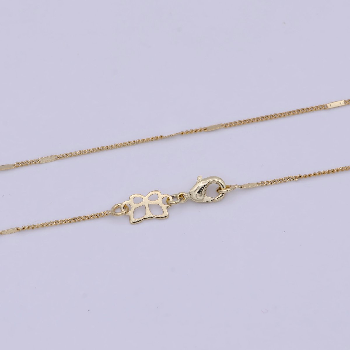 Dainty Gold Curb Chain 0.8 MM Fine 14k Gold plated Minimalist Chain 17.7" Wholesale Necklace | WA-750 Clearance Pricing - DLUXCA