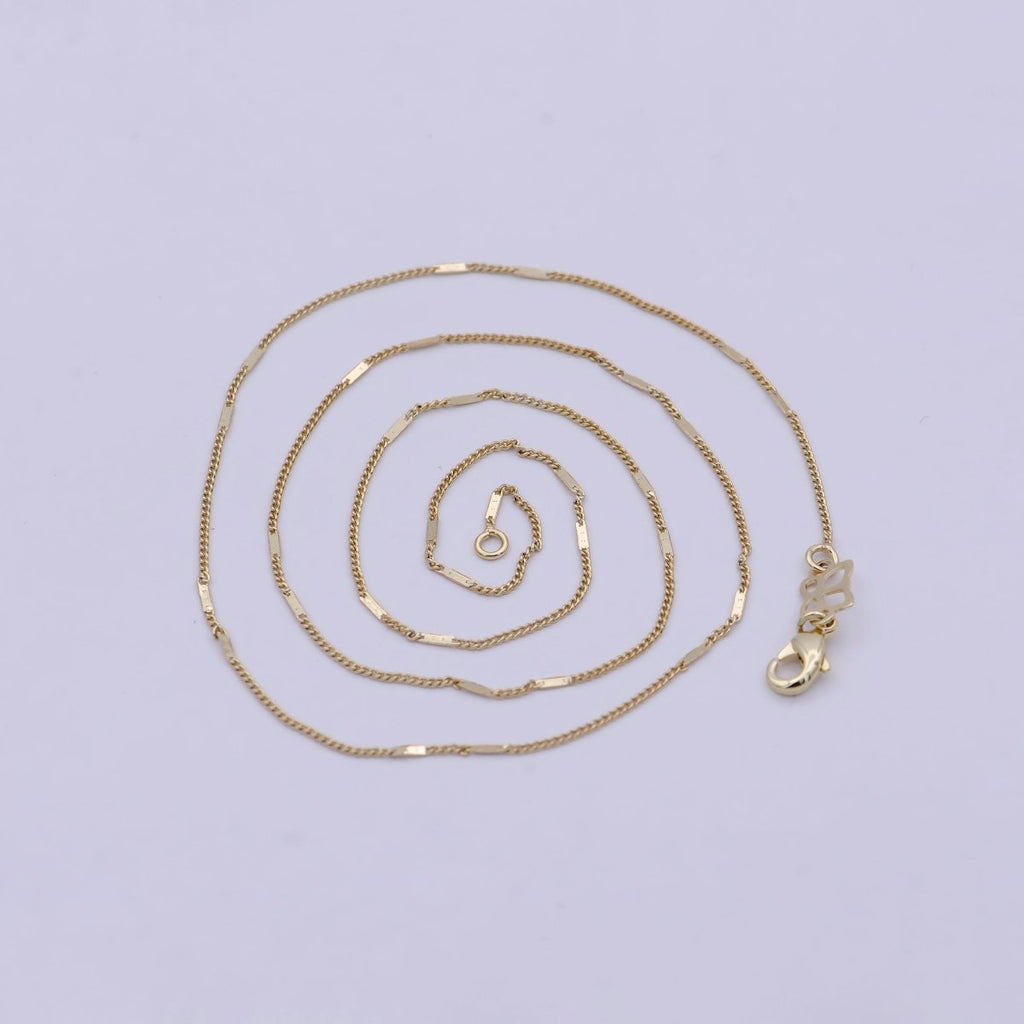 Dainty Gold Curb Chain 0.8 MM Fine 14k Gold plated Minimalist Chain 17.7" Wholesale Necklace | WA-750 Clearance Pricing - DLUXCA