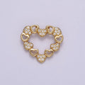 Dainty Gold CZ Heart Charm 16.5x18.5mm Dangle Open Heart Charm Necklace Pendant J-405 - DLUXCA