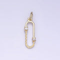 Dainty Gold Cz Oval Geometric Charm Paperclip Link Pendant AG-657 - DLUXCA