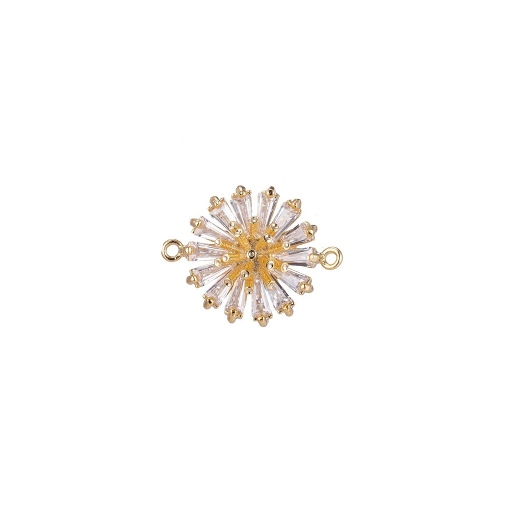 Dainty Gold Daisy Flower Crystal Bracelet Connector, Gorgeous Micro Pave CZ Charm, Nature Inspired Necklace Pendant for Jewelry Making F-739 - DLUXCA