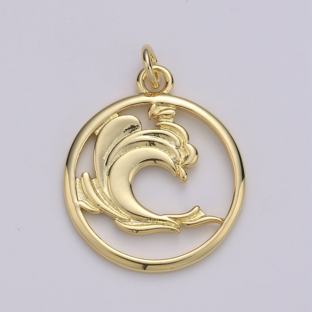 Dainty Gold Element Charm Fire Wind Earth Ocean Wave Charm. 24K Gold plated Charm for Bracelet Necklace Earring Supply D-915 D-923 - D-925