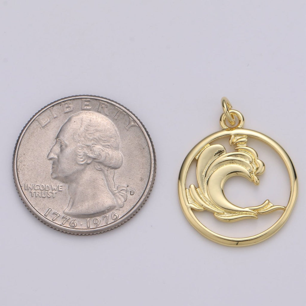 Dainty Gold Element Charm Fire Wind Earth Ocean Wave Charm. 24K Gold plated Charm for Bracelet Necklace Earring Supply D-915 D-923 - D-925