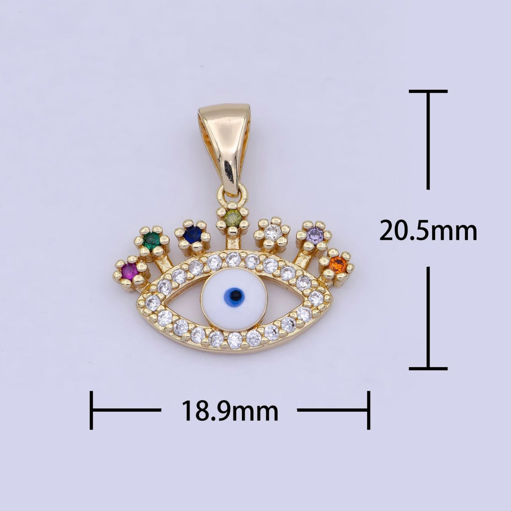 Dainty Gold Evil Eye Pendant Cubic Eye Charm X-463 - DLUXCA
