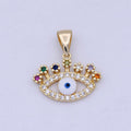 Dainty Gold Evil Eye Pendant Cubic Eye Charm X-463 - DLUXCA