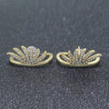 Dainty Gold Eye Lash Stud CZ Earring T-051 - DLUXCA