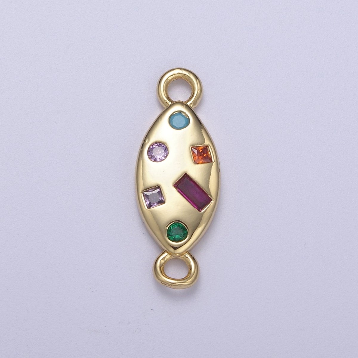 Dainty Gold Fill Candy Multi Color Gem Cz Stone Charm Connector for Necklace, Bracelet, Earring Supply F-139 - DLUXCA