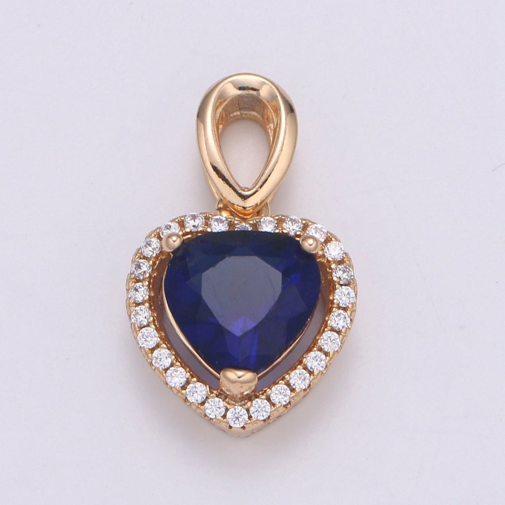 Dainty Gold Fill Heart Pendant Micro Pave Heart Charm for Necklace Pendant Layer Statement Necklace be my valentine Jewelry I-132