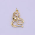 Dainty Gold Fill Snake Charm Micro Pave Serpent Pendant N-921 - DLUXCA