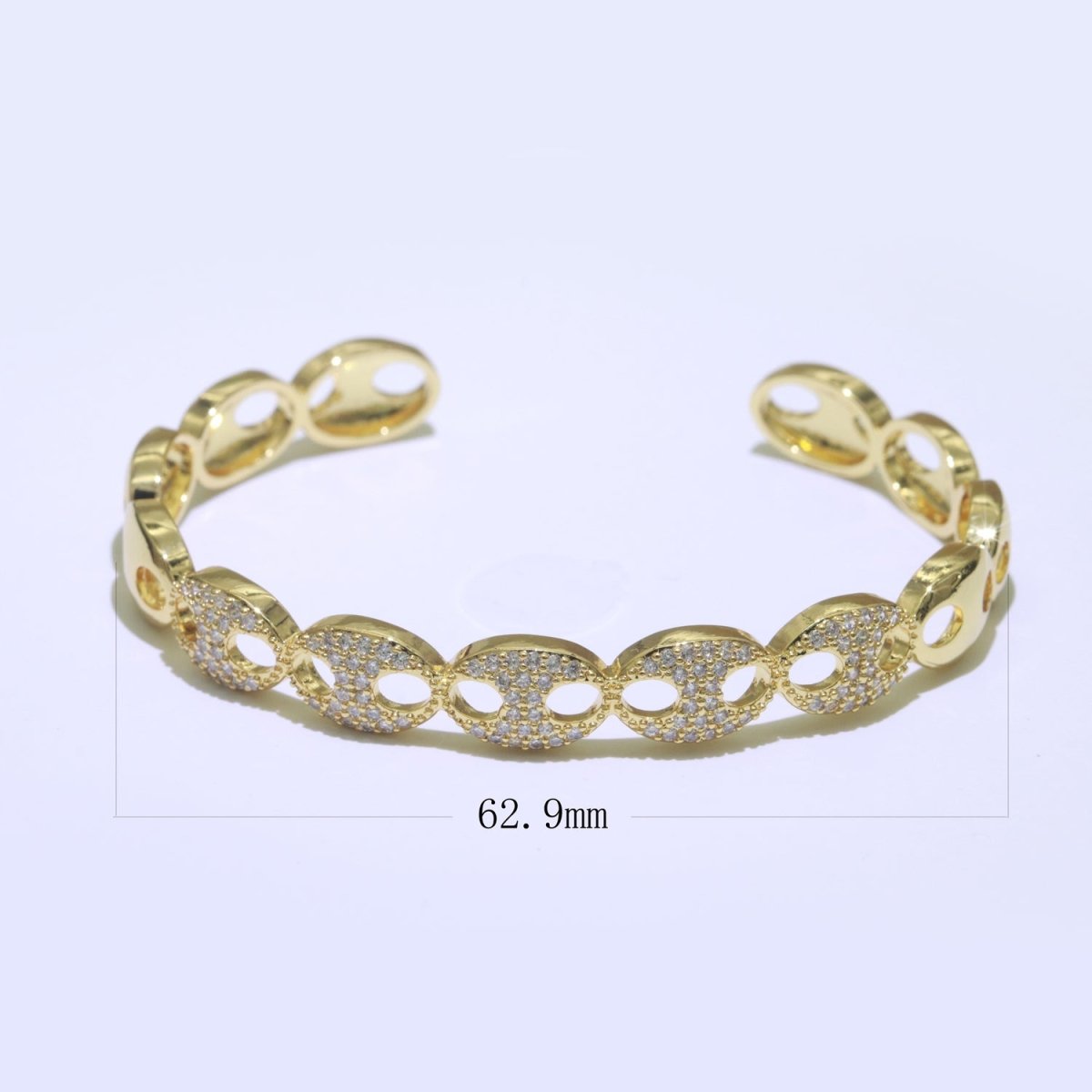 Dainty Gold plated Anchor Link Bangle Bracelet, 14K Gold plated Designer Inspired Gold Bracelet Adjustable Cuff Bracelet | WA-128 Clearance Pricing - DLUXCA