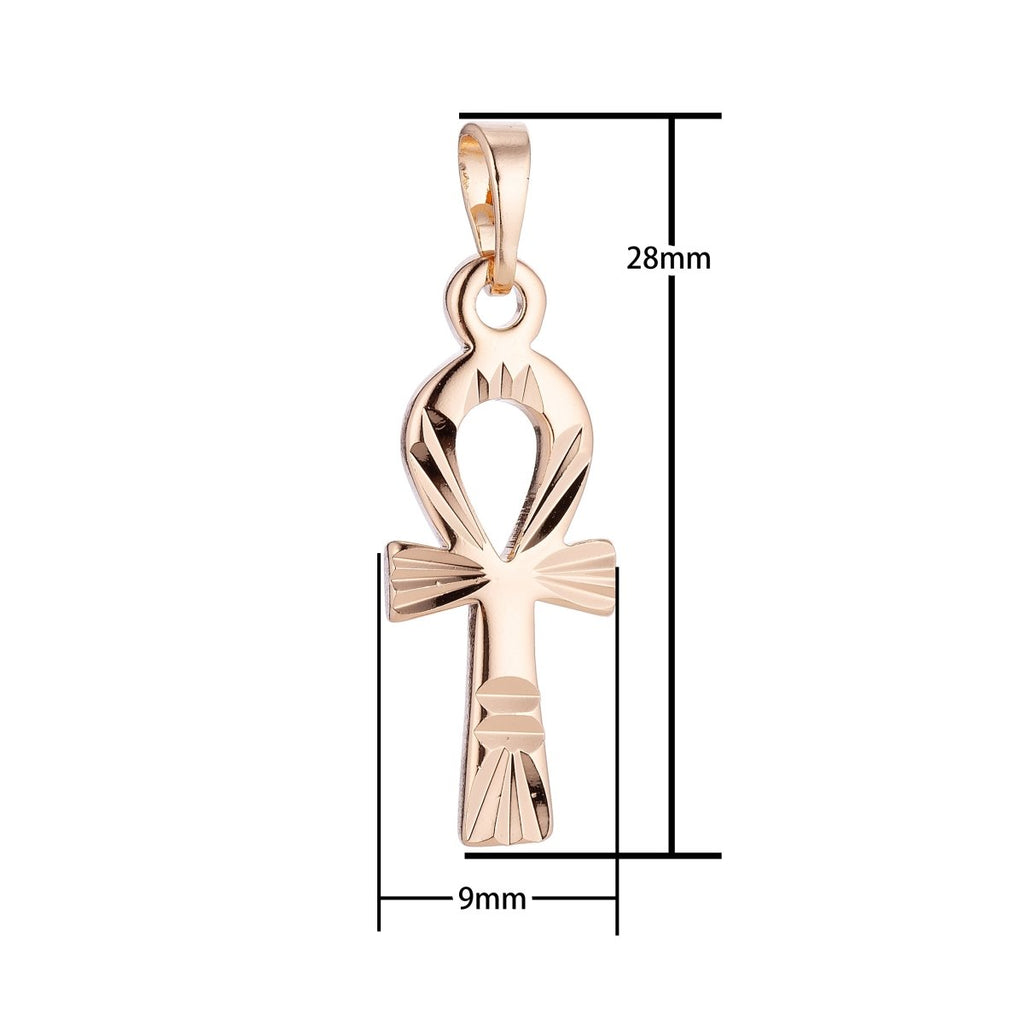 Dainty Gold plated Ankh Cross Key of Life Pendants H-697 - DLUXCA
