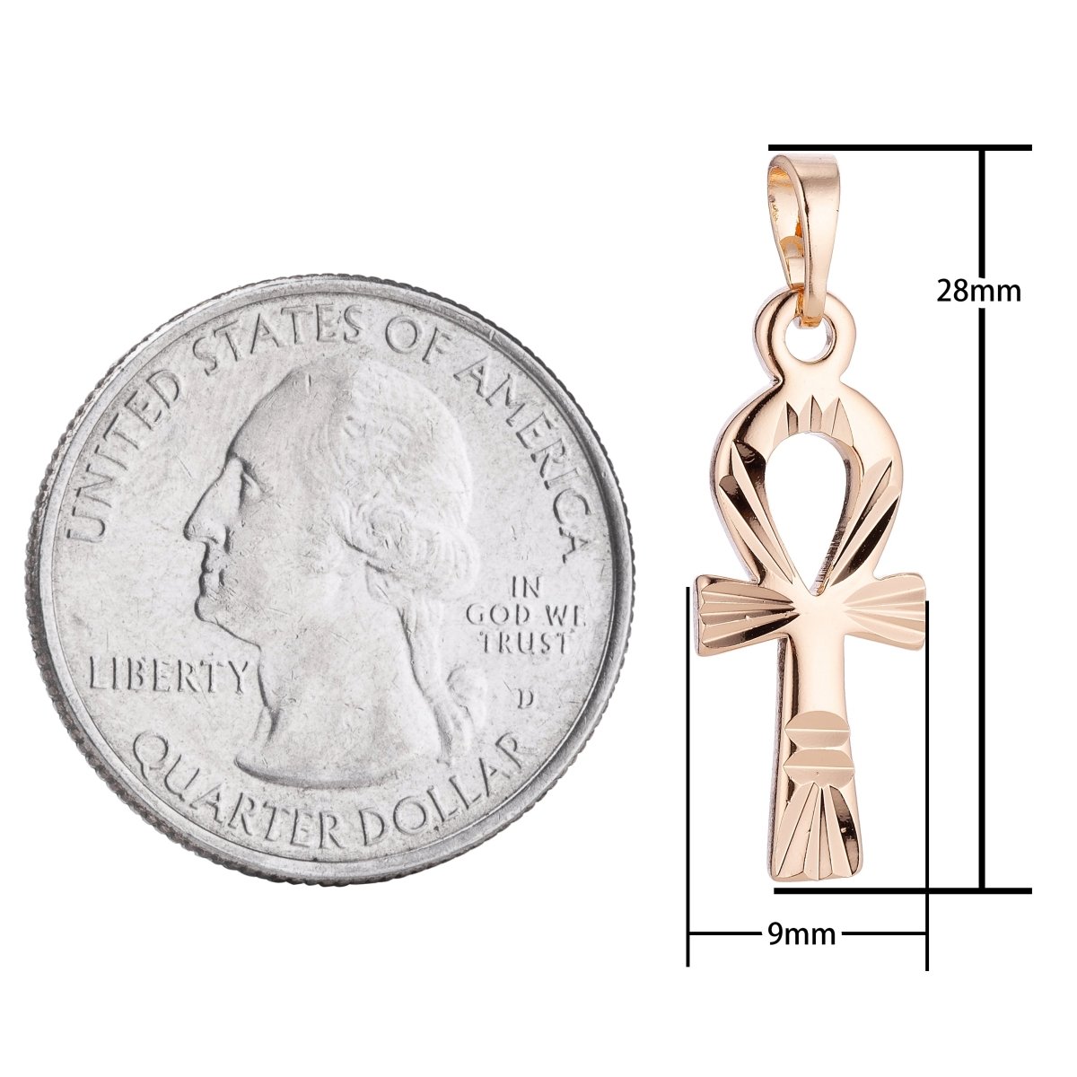 Dainty Gold plated Ankh Cross Key of Life Pendants H-697 - DLUXCA