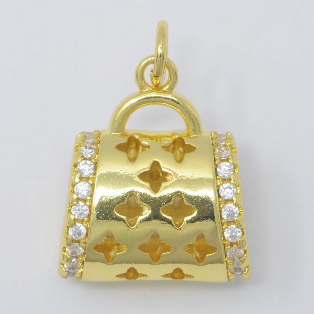 Dainty Gold plated Bag Purse Charm Fashionista Designer Inspired M-384 - DLUXCA