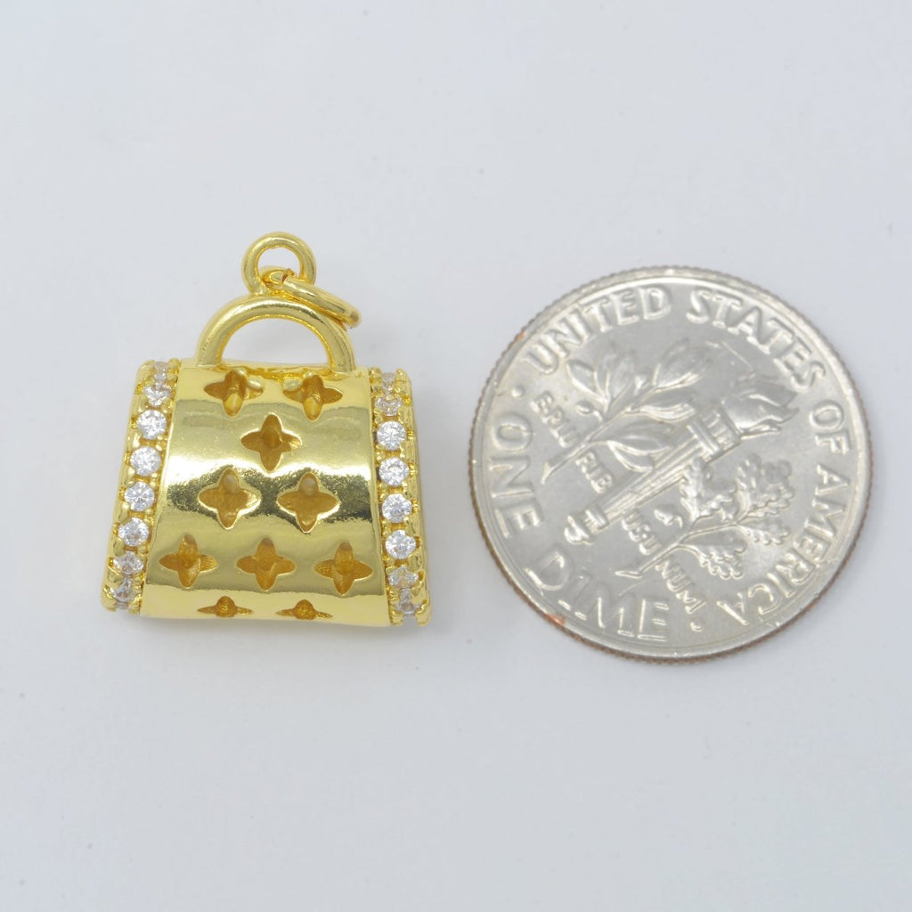 Dainty Gold plated Bag Purse Charm Fashionista Designer Inspired M-384 - DLUXCA