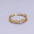 Dainty Gold plated Bow CZ Ring Open Adjustable Ring S-514 - DLUXCA