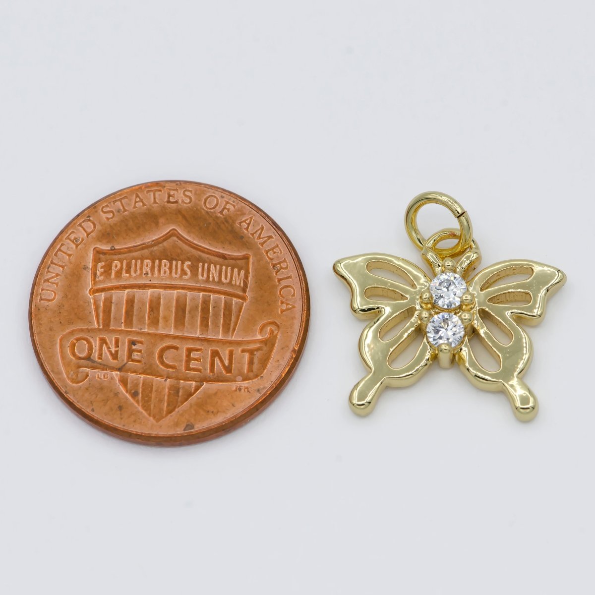 Dainty Gold plated Butterfly Charm E-821 - DLUXCA