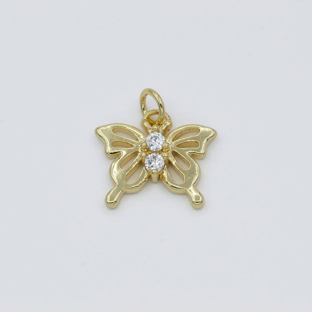 Dainty Gold plated Butterfly Charm E-821 - DLUXCA