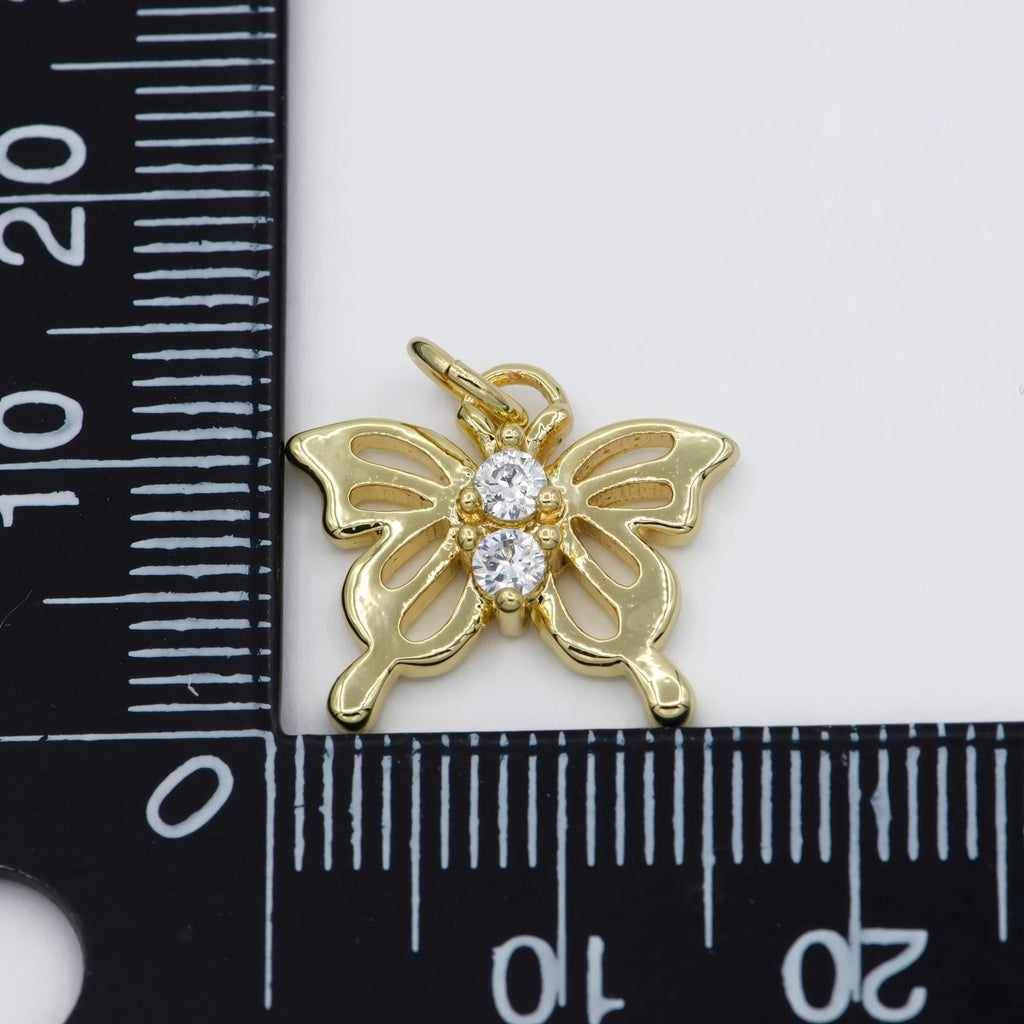 Dainty Gold plated Butterfly Charm E-821 - DLUXCA