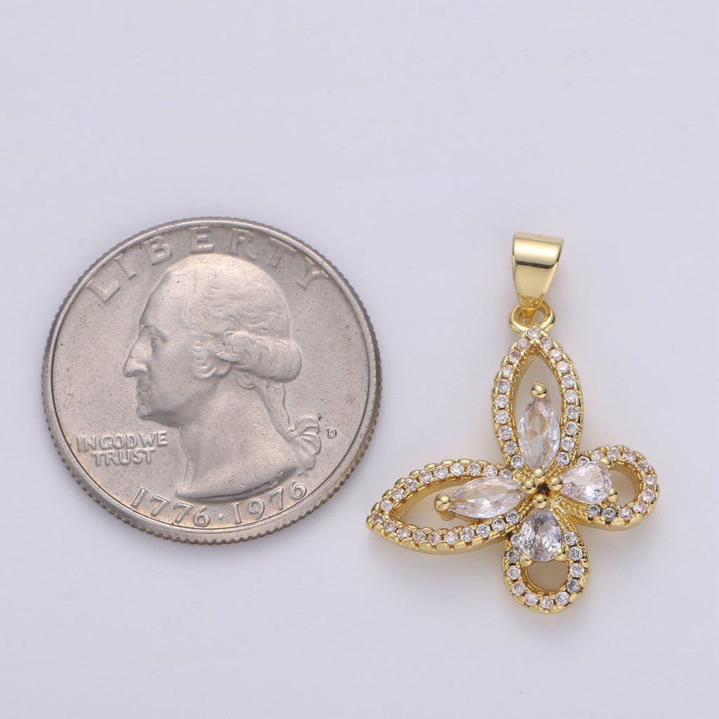 Dainty Gold plated Butterfly Pendants I-854 - DLUXCA
