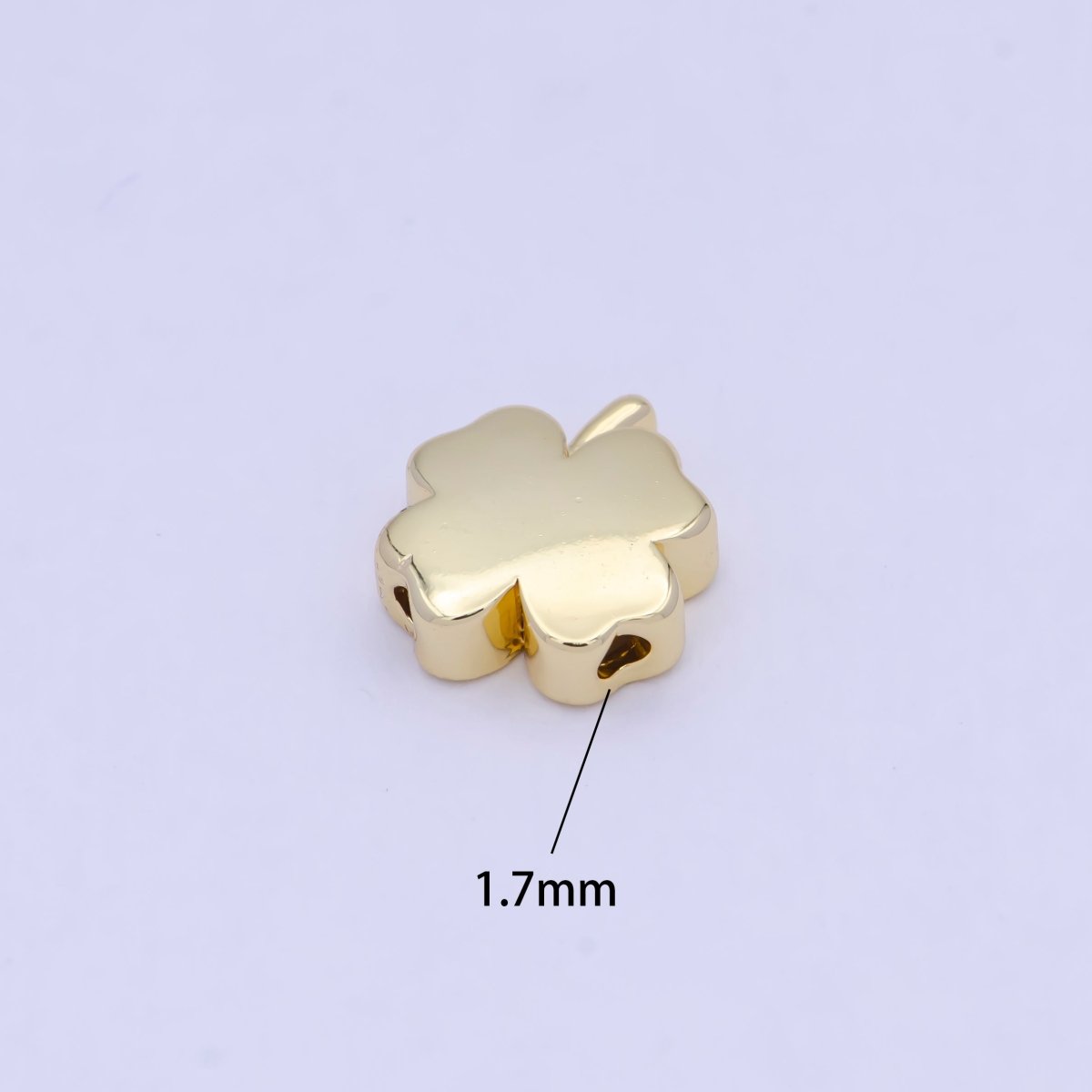 Dainty Gold plated Clover Bead Spacer for Bracelet W-853 - DLUXCA