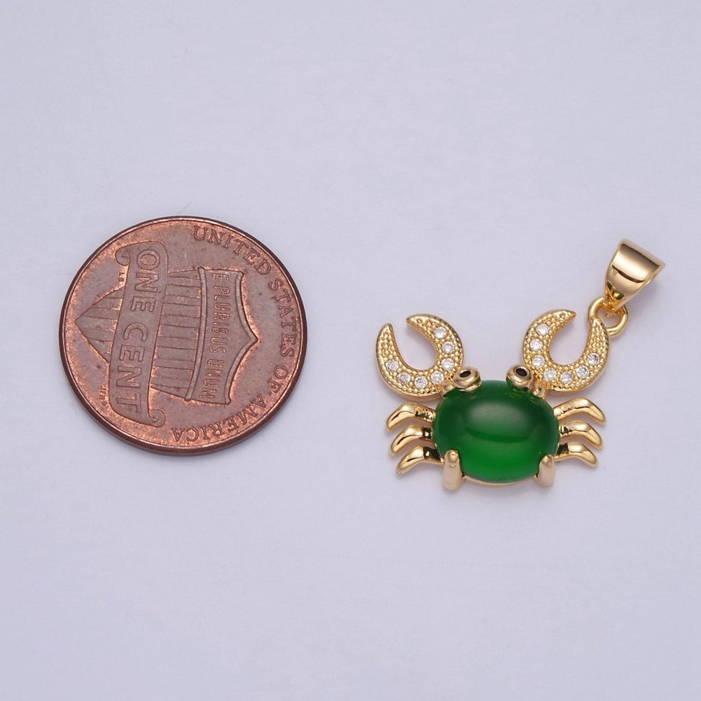 Dainty Gold plated Crab Pendant J-599 - DLUXCA