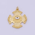 Dainty Gold plated Cross Evil Eye Charm Medallion Pendant for Bracelet Necklace Supply N-363 - DLUXCA