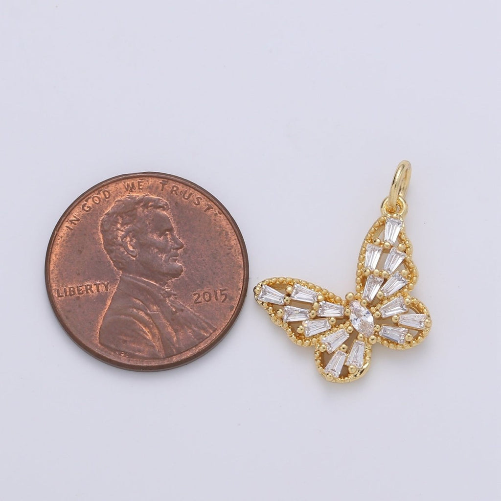 Dainty Gold plated Crystal Butterfly Charm D-879 D-889 - DLUXCA