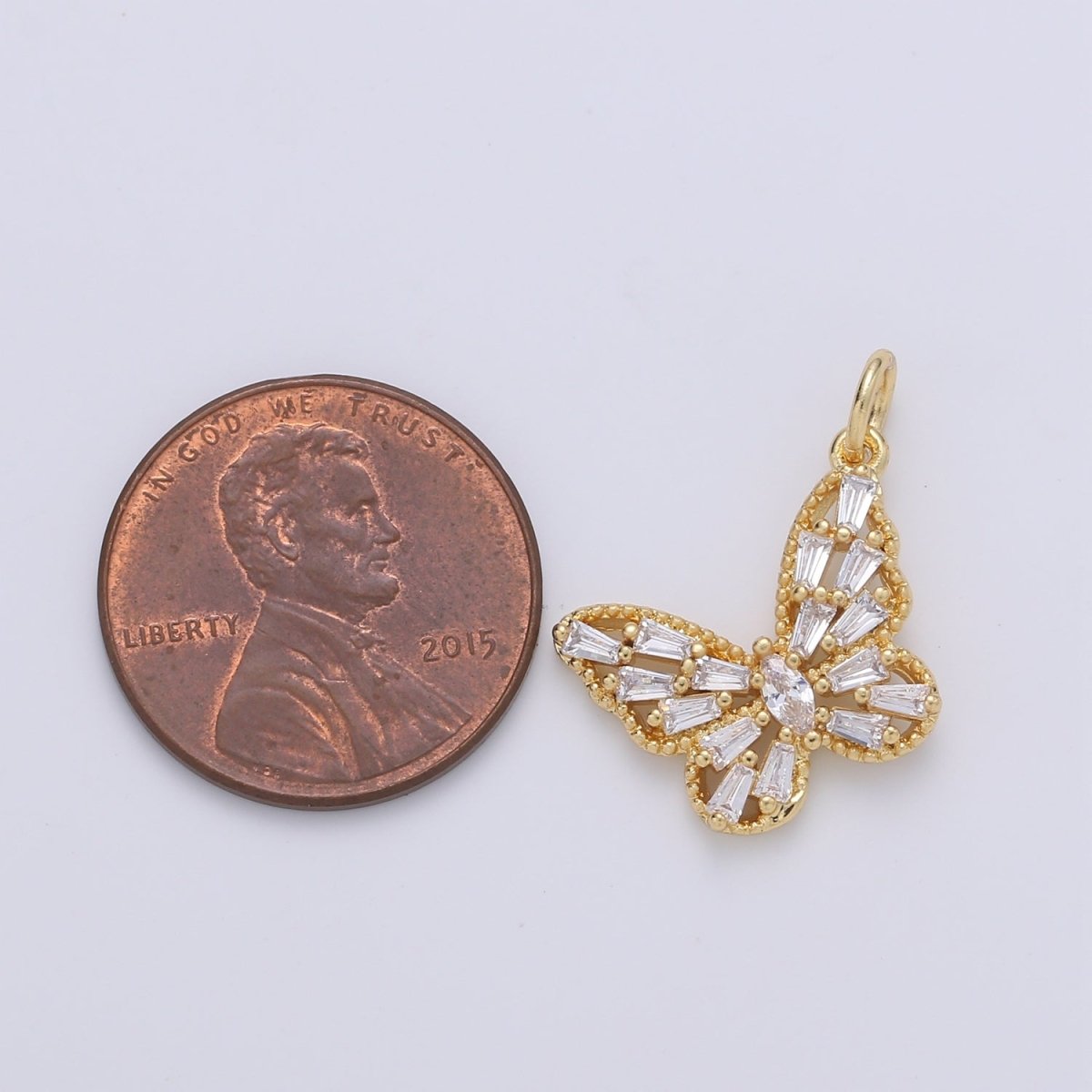 Dainty Gold plated Crystal Butterfly Charm D-879 D-889 - DLUXCA