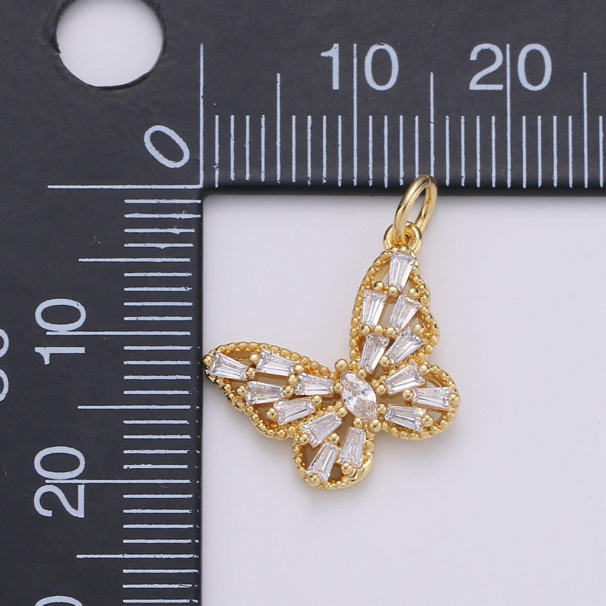 Dainty Gold plated Crystal Butterfly Charm D-879 D-889 - DLUXCA