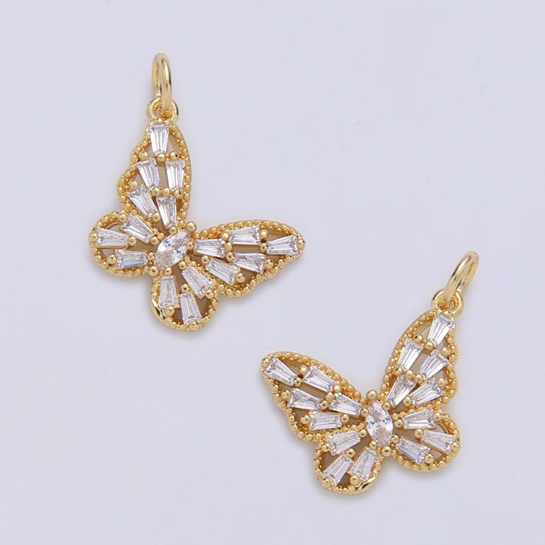 Dainty Gold plated Crystal Butterfly Charm D-879 D-889 - DLUXCA