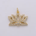 Dainty Gold plated Crystal Crown Charm D-895 - DLUXCA