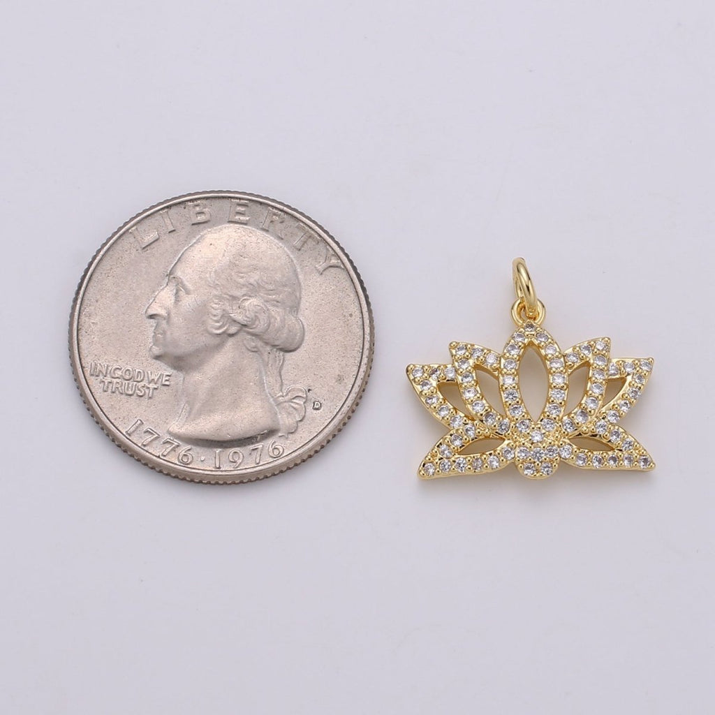 Dainty Gold plated Crystal Crown Charm D-895 - DLUXCA