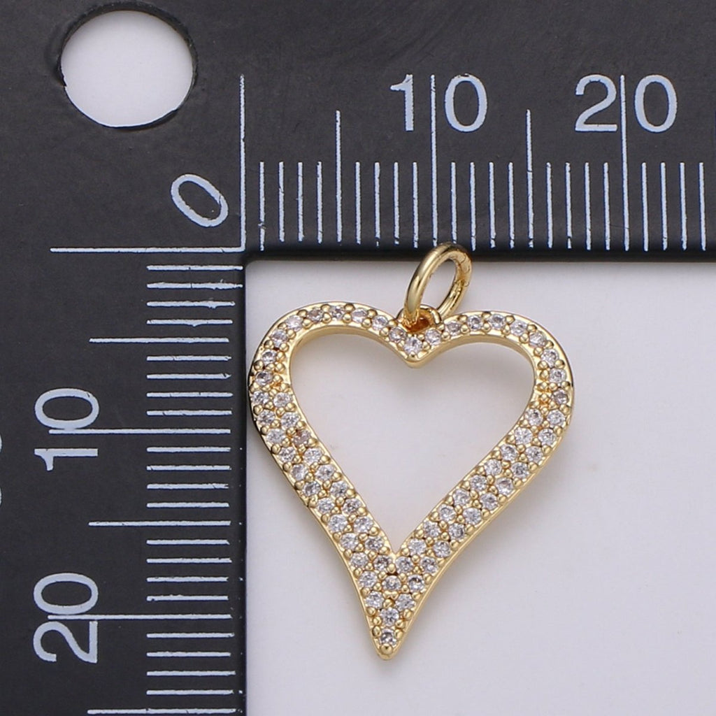 Dainty Gold plated Crystal Heart Char D-789 - DLUXCA