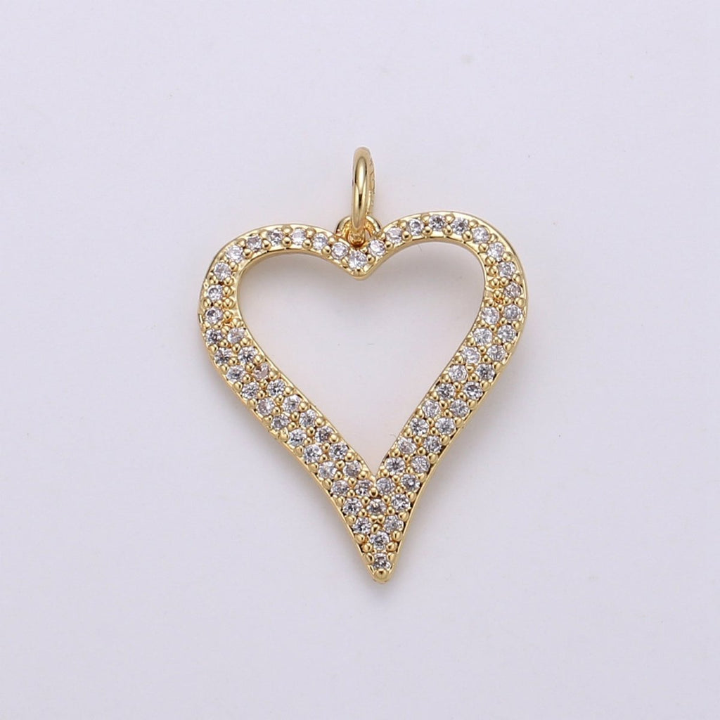 Dainty Gold plated Crystal Heart Char D-789 - DLUXCA
