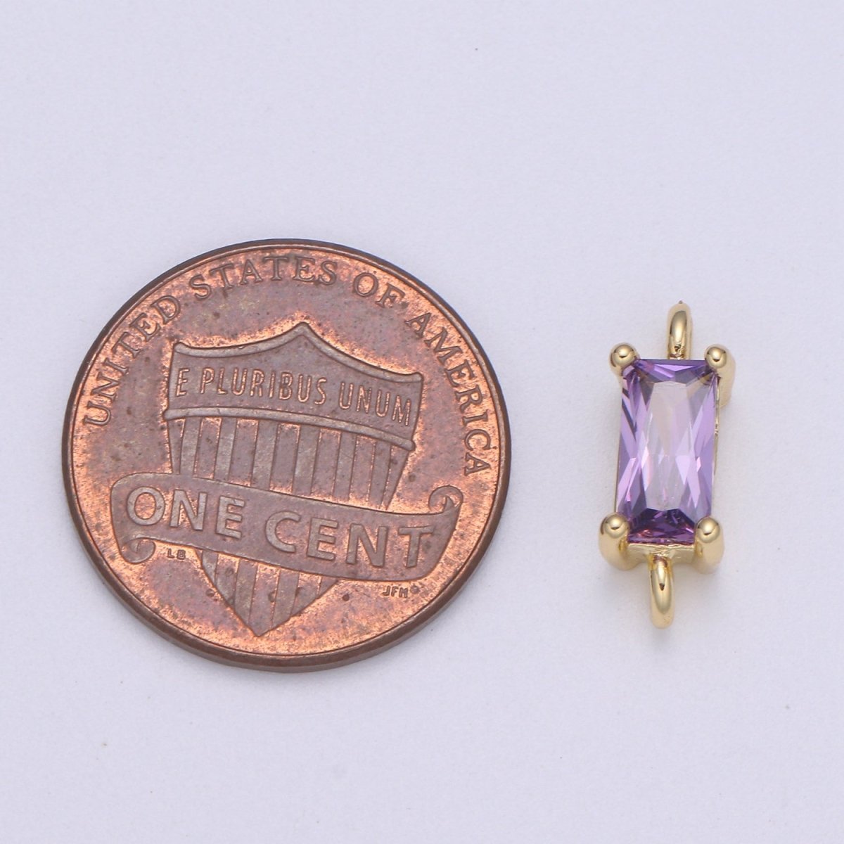 Dainty Gold plated Cubic Zirconia Emerald Cut Link Connectors F-594 F-595 F-596 F-597 F-598 F-599 - DLUXCA